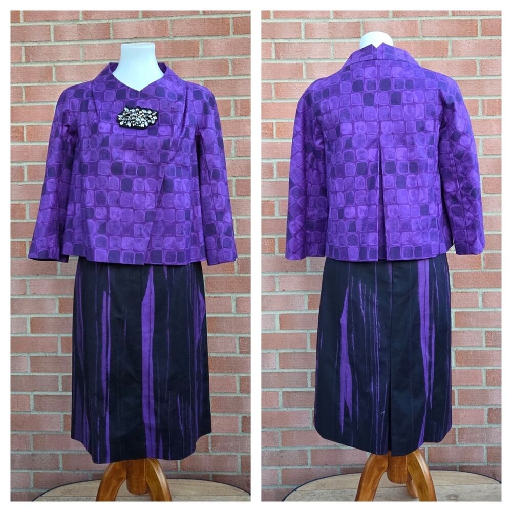 Vera Wang Lavender Label Purple Swing Jacket Skirt Suit Size 2
